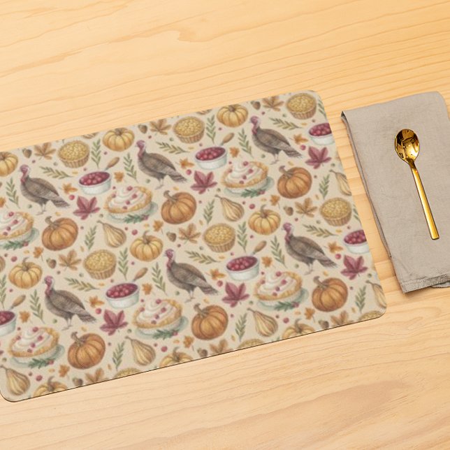 Vintage Thanksgiving Harvest Pattern | Rustic Fall Cloth Placemat (Creator Uploaded)