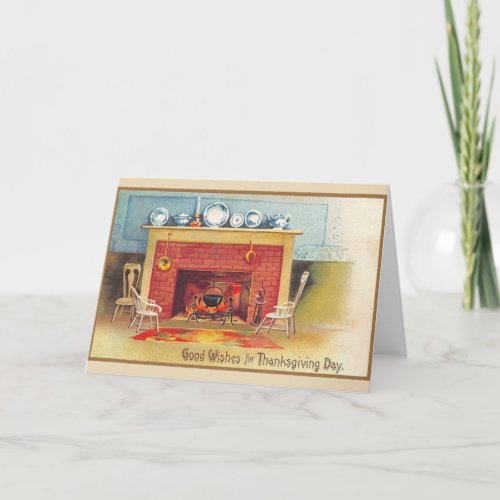 Vintage Thanksgiving Hearth Greeting Card