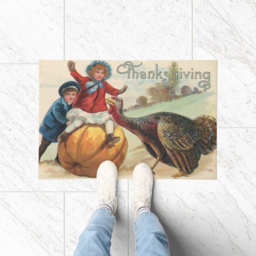 Vintage Thanksgiving Holiday Home Door Mat