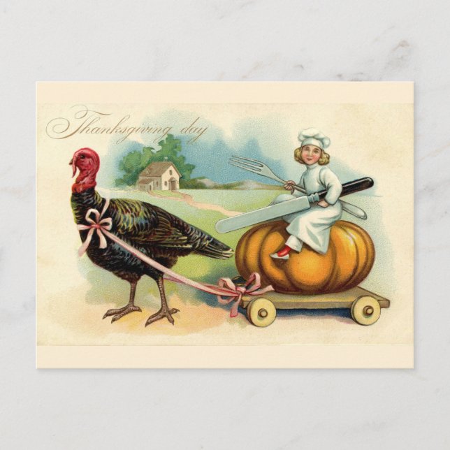 Vintage Thanksgiving Holiday Postcard (Front)