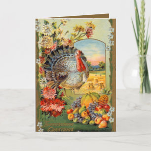 vintage Thanksgiving Holiday turkey  Card
