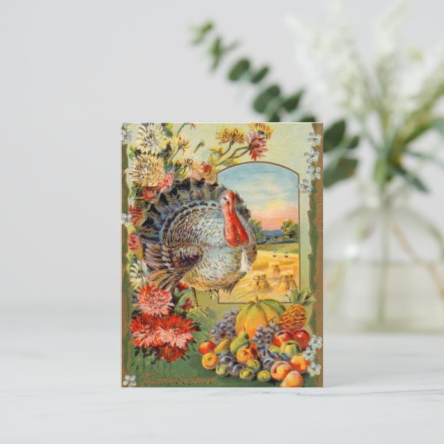 vintage Thanksgiving Holiday turkey Postcard (Standing Front)