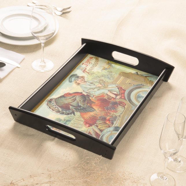 vintage Thanksgiving Holiday turkey Serving Tray (Front)