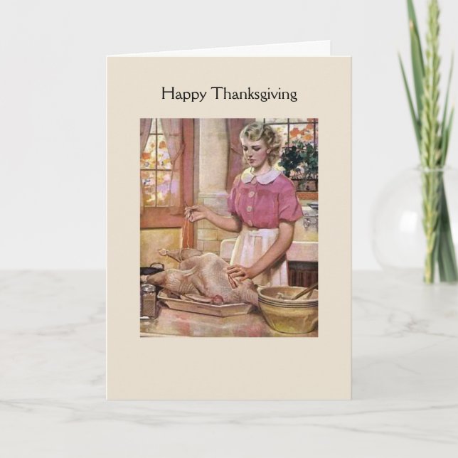 Vintage - Thanksgiving Humor, Holiday Card (Front)