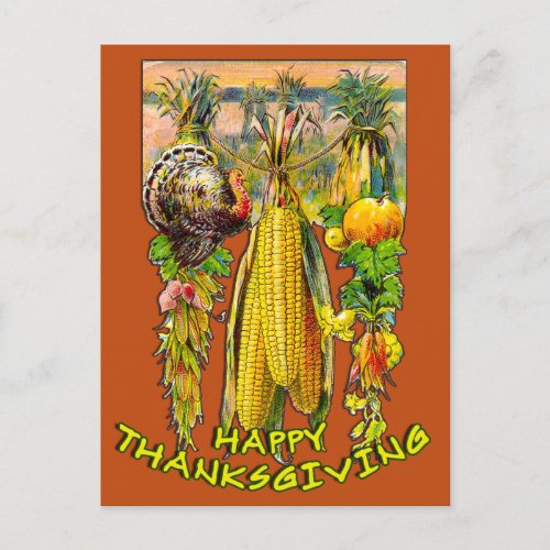 Vintage Thanksgiving Illustration Holiday Postcard