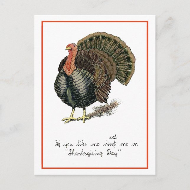 Vintage Thanksgiving Invitation Postcard (Front)