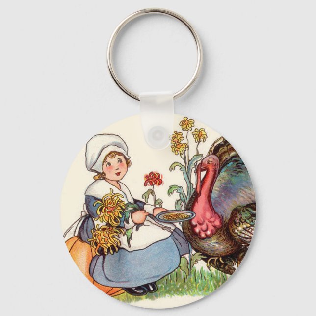 vintage thanksgiving keychain (Front)