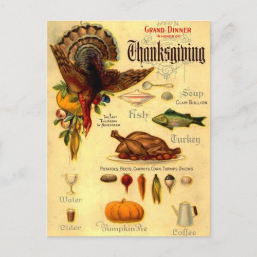 vintage thanksgiving menu