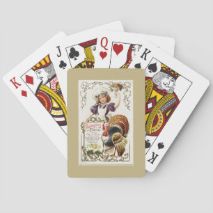 Vintage Thanksgiving Menu and Girl Poker Cards