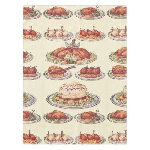 Vintage Thanksgiving Menu Turkey Traditional Dish Tablecloth