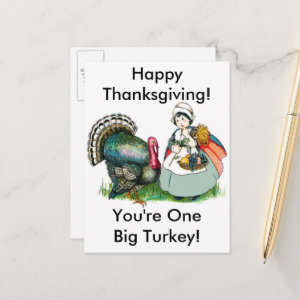 Vintage Thanksgiving One Big Turkey Dinner, ZSSG Holiday Postcard