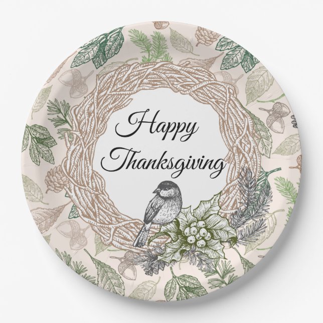 Vintage Thanksgiving Paper Plates (Front)