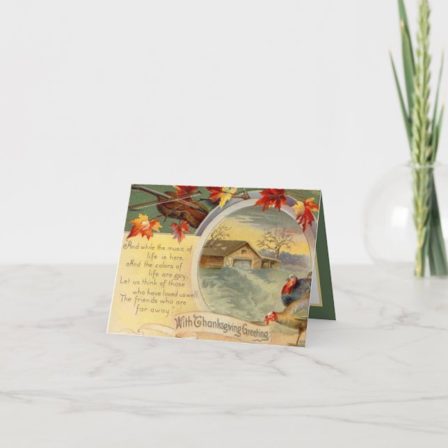 vintage Thanksgiving poem add sentiment Card (Front)