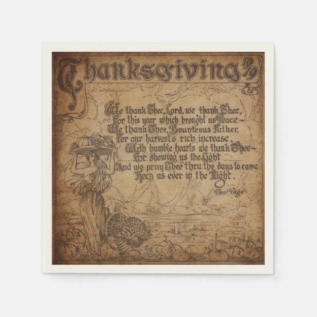 Vintage Thanksgiving Prayer Napkins (Front)