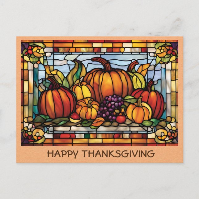 Vintage Thanksgiving Pumpkin Fall Autumn Harvest Postcard (Front)