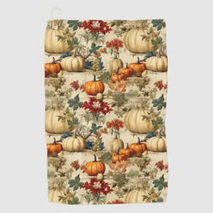 Vintage Thanksgiving Pumpkin Floral Harvest Golf Towel