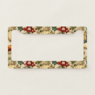 Vintage Thanksgiving Pumpkin Floral Harvest License Plate Frame