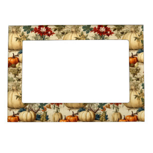 Vintage Thanksgiving Pumpkin Floral Harvest Magnetic Frame