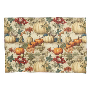 Vintage Thanksgiving Pumpkin Floral Harvest Pillow Case