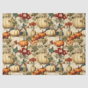 Vintage Thanksgiving Pumpkin Floral Harvest Tissue Paper