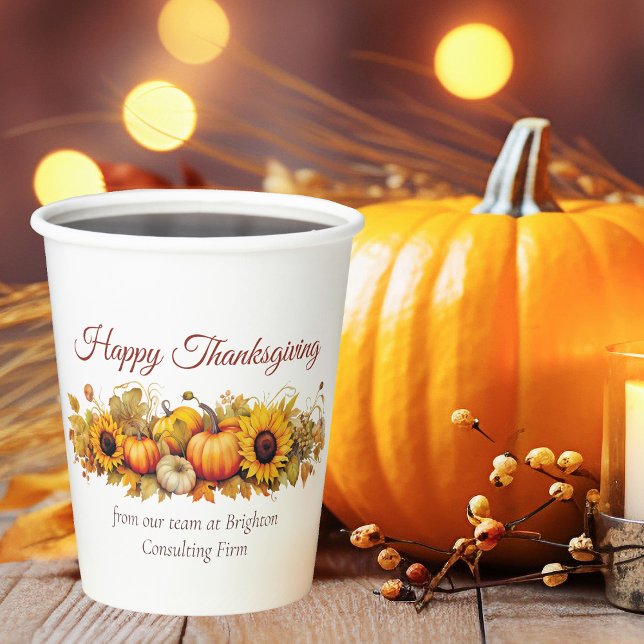 Vintage Thanksgiving Pumpkins Custom Company Paper Cups (Creator Uploaded)