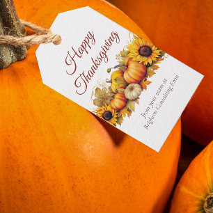Vintage Thanksgiving Pumpkins Custom Company Party Gift Tags