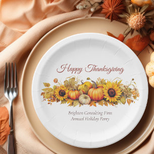 Vintage Thanksgiving Pumpkins Custom Company Party Paper Plates