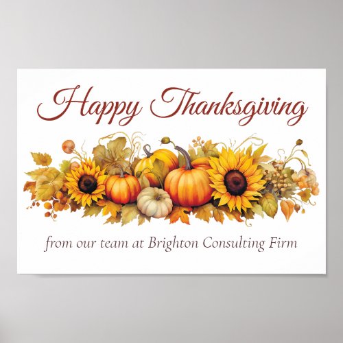 Vintage Thanksgiving Pumpkins Custom Company Poster