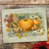 Vintage Thanksgiving Pumpkins, Fruit and Flowers
