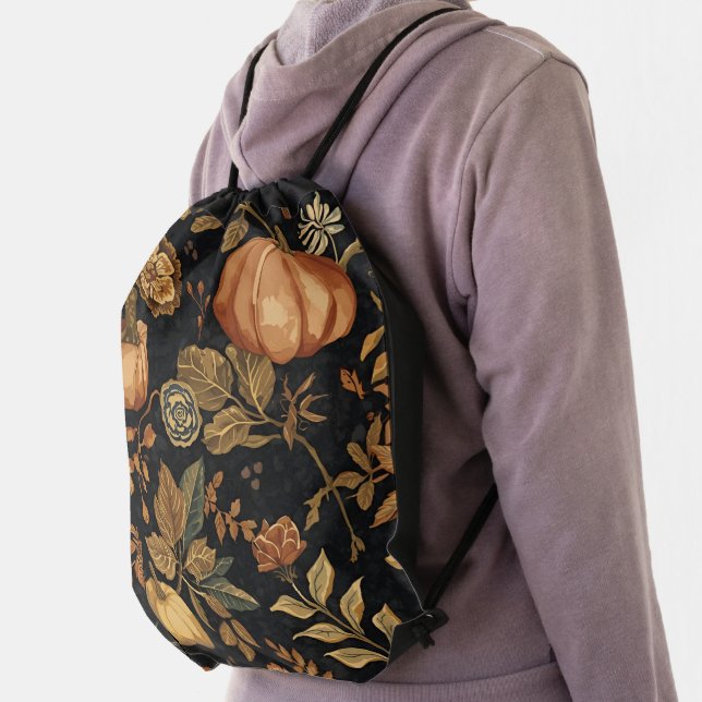 Vintage, Thanksgiving, Pumpkins Season Drawstring Bag (Insitu)
