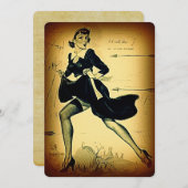 Vintage Thanksgiving Quaker Pilgrim Pin Up Girl Holiday Card (Front/Back)