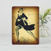 Vintage Thanksgiving Quaker Pilgrim Pin Up Girl Holiday Card (Standing Front)