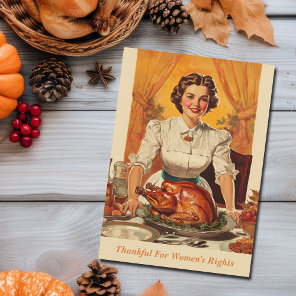 Vintage Thanksgiving Thankful for Women's Rights Holiday Card