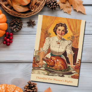 Vintage Thanksgiving Thankful for Women's Rights Holiday Card