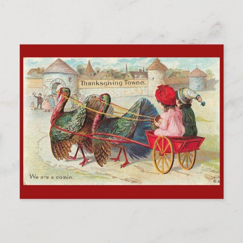 Vintage Thanksgiving Town Holiday Postcard