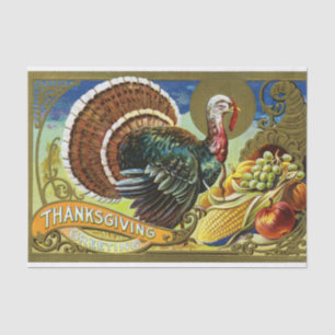 Vintage Thanksgiving Turkey and Fall Harvest Tissue Paper