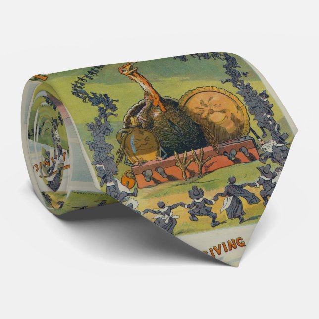 Vintage Thanksgiving Turkey and Feast Celebration Neck Tie (Rolled)