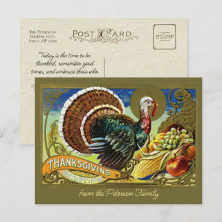 Vintage Thanksgiving Turkey and Harvest Postcard