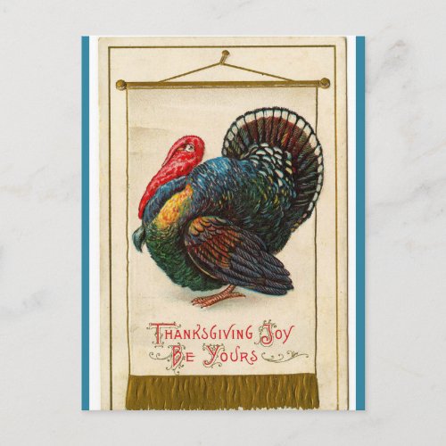 Vintage Thanksgiving Turkey Banner Postcard