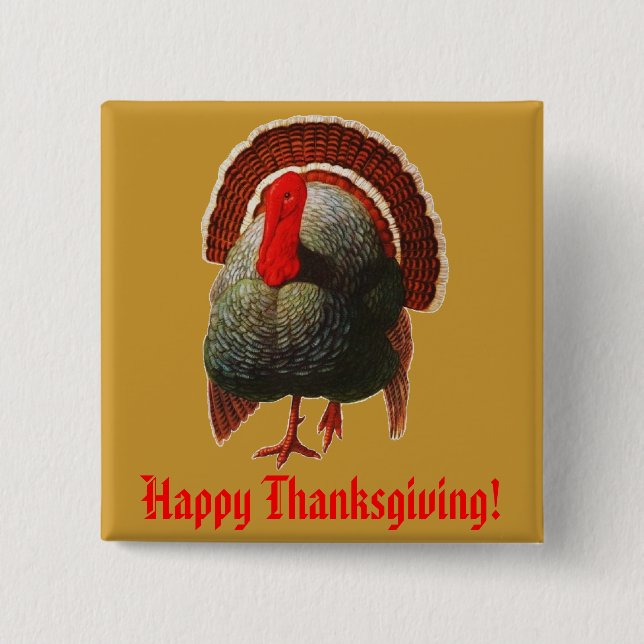 Vintage Thanksgiving Turkey Button (Front)