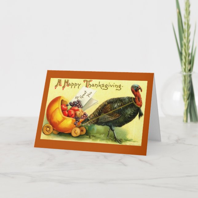 Vintage Thanksgiving Turkey Card (Front)