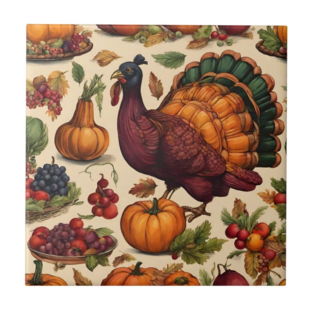 Vintage Thanksgiving Turkey  Ceramic Tile (Front)