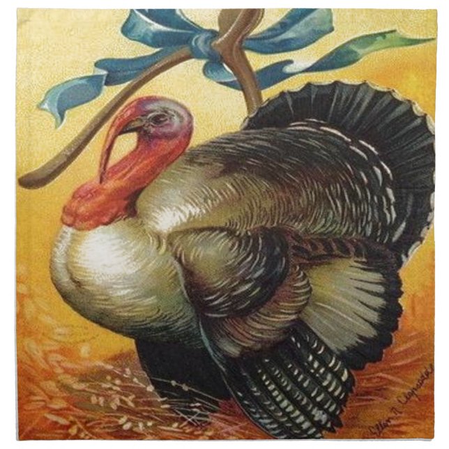Vintage Thanksgiving Turkey Cloth Napkin (Front)