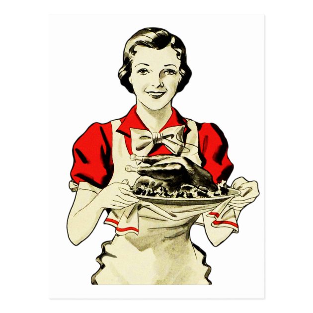 Vintage Thanksgiving Turkey Dinner Housewife Postcard