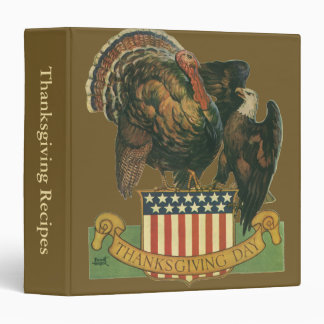Vintage Thanksgiving Turkey, Eagle, Amercan Flag 3 Ring Binder