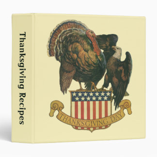 Vintage Thanksgiving Turkey, Eagle, American Flag 3 Ring Binder
