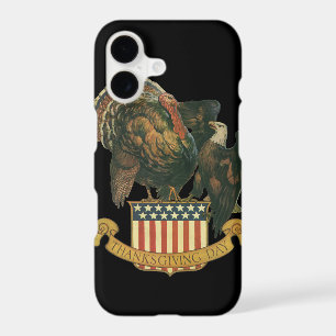 Vintage Thanksgiving Turkey, Eagle, American Flag iPhone 17 Case
