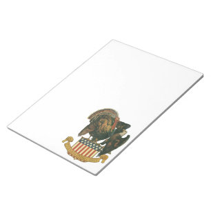 Vintage Thanksgiving Turkey, Eagle, American Flag Notepad