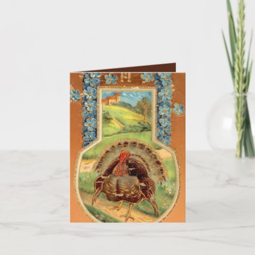 vintage Thanksgiving turkey Holiday Card 