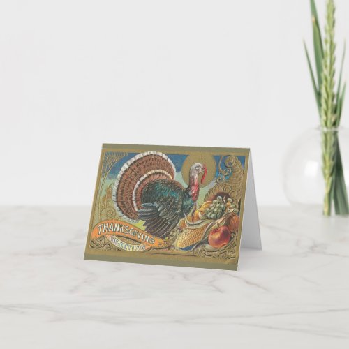 Vintage Thanksgiving Turkey Holiday Card